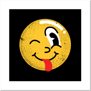 Winking tongue out emoji yellow Posters and Art